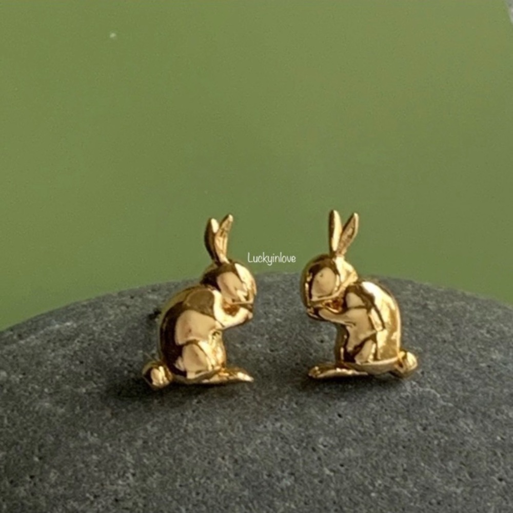 Alexis Bittar New Gold Hare Bunny Sculpted Woodland Animals Small Stud Earrings - Picture 13 of 16